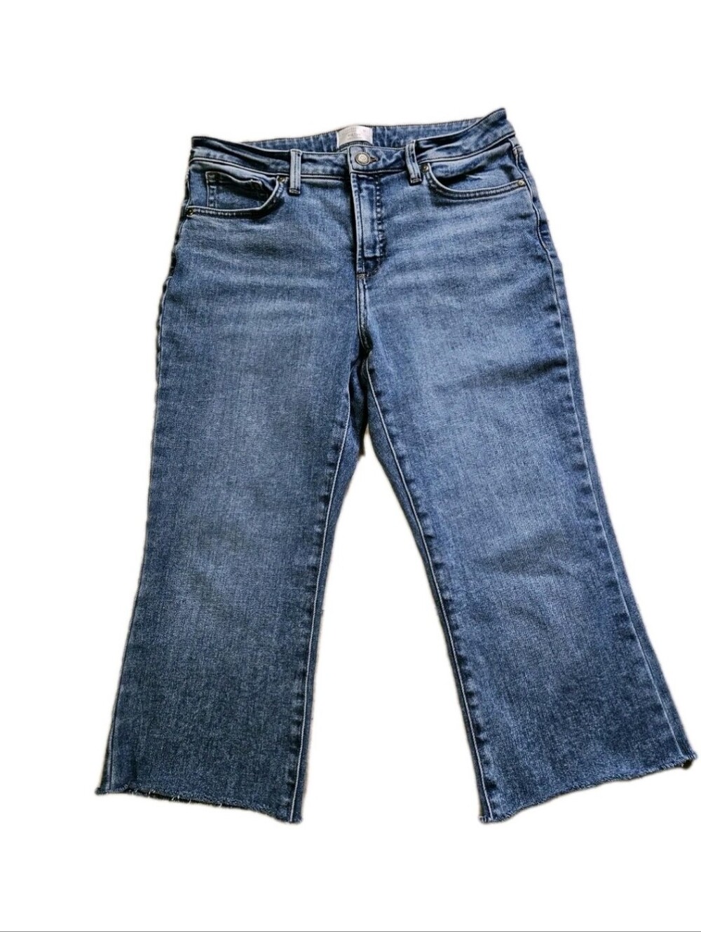 Lauren Conrad Women's Highrise Kick Flare Raw Hemmed Cropped Capri Jeans Size 10